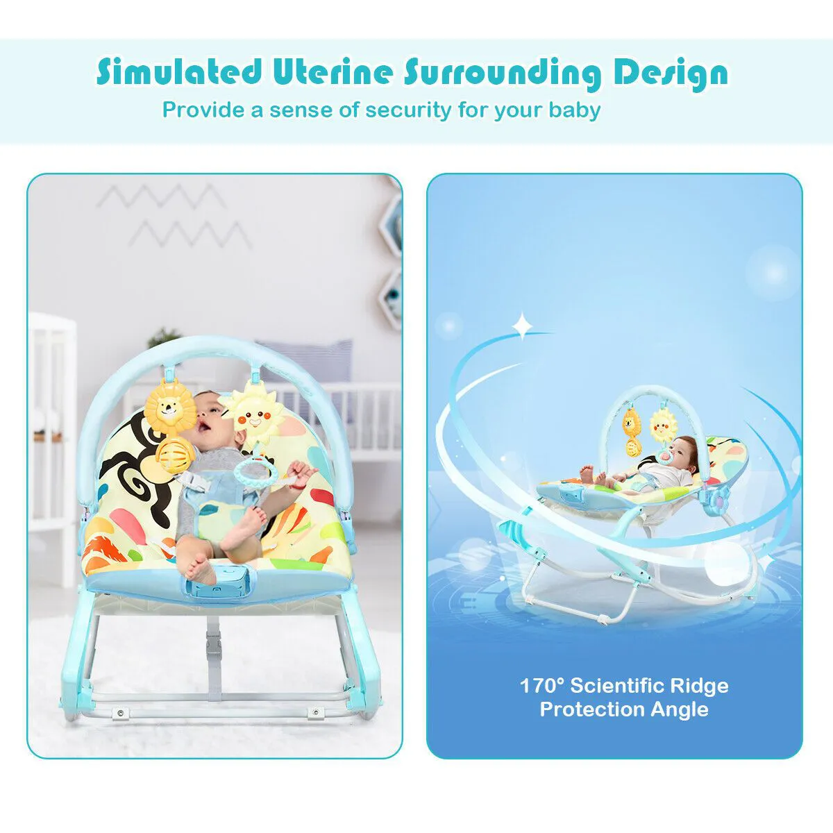 Baby Bouncer with Adjustable Seat and Toys