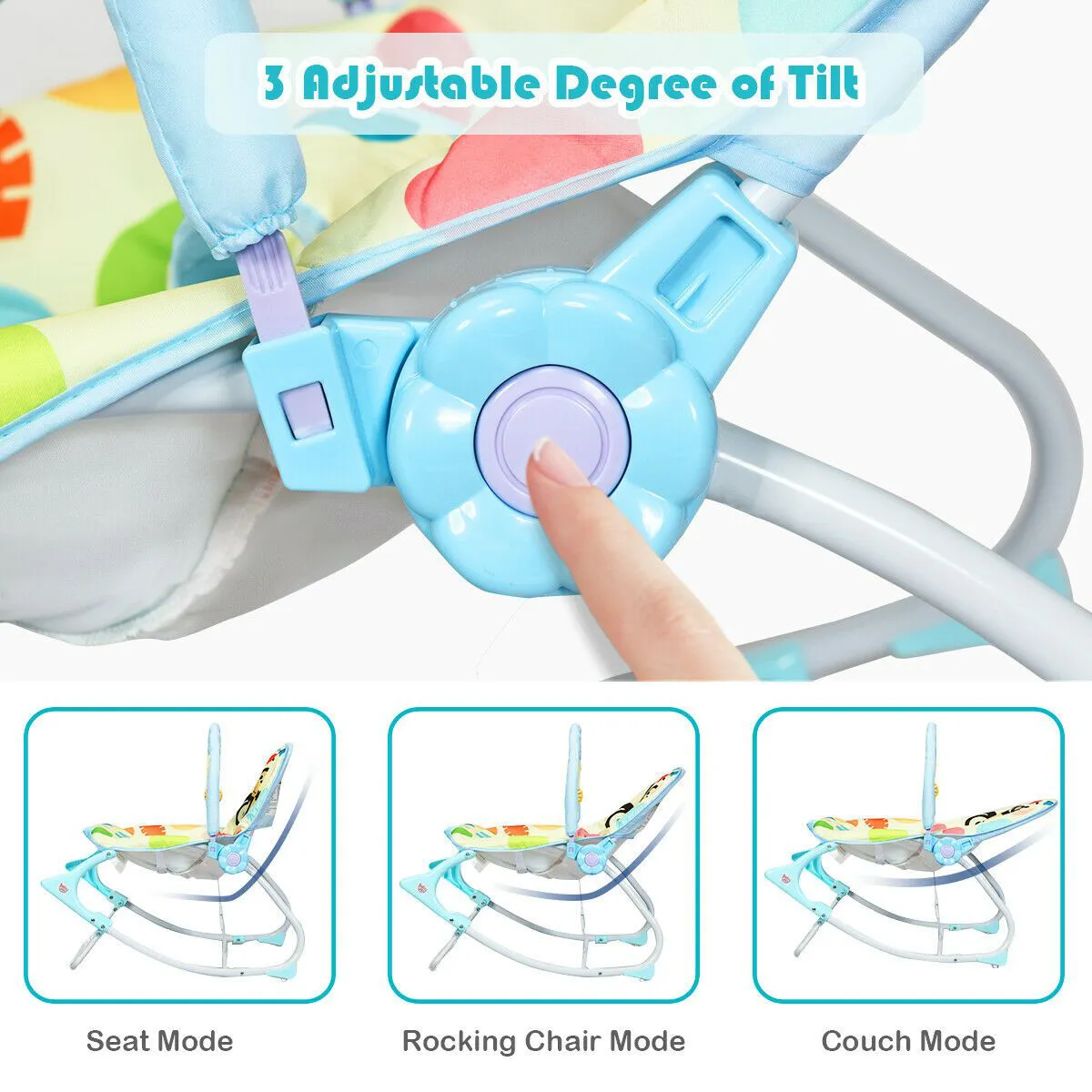 Baby Bouncer with Adjustable Seat and Toys