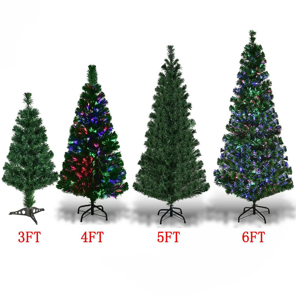 Artificial Fibre Optic Christmas Tree in sizes: 3ft / 4ft / 5ft / 6ft with Stand